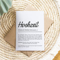 Hochzeit Definition Karte personalisierbar mit Namen Hochzeit Grußkarte Geschenkidee für Hochzeit Postkarte Definition Hochzeit Klappkarte