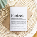 Hochzeit Definition Karte personalisierbar mit Namen Hochzeit Grußkarte Geschenkidee für Hochzeit Postkarte Definition Hochzeit Klappkarte