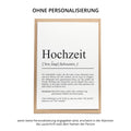 Hochzeit Definition Karte personalisierbar mit Namen Hochzeit Grußkarte Geschenkidee für Hochzeit Postkarte Definition Hochzeit Klappkarte
