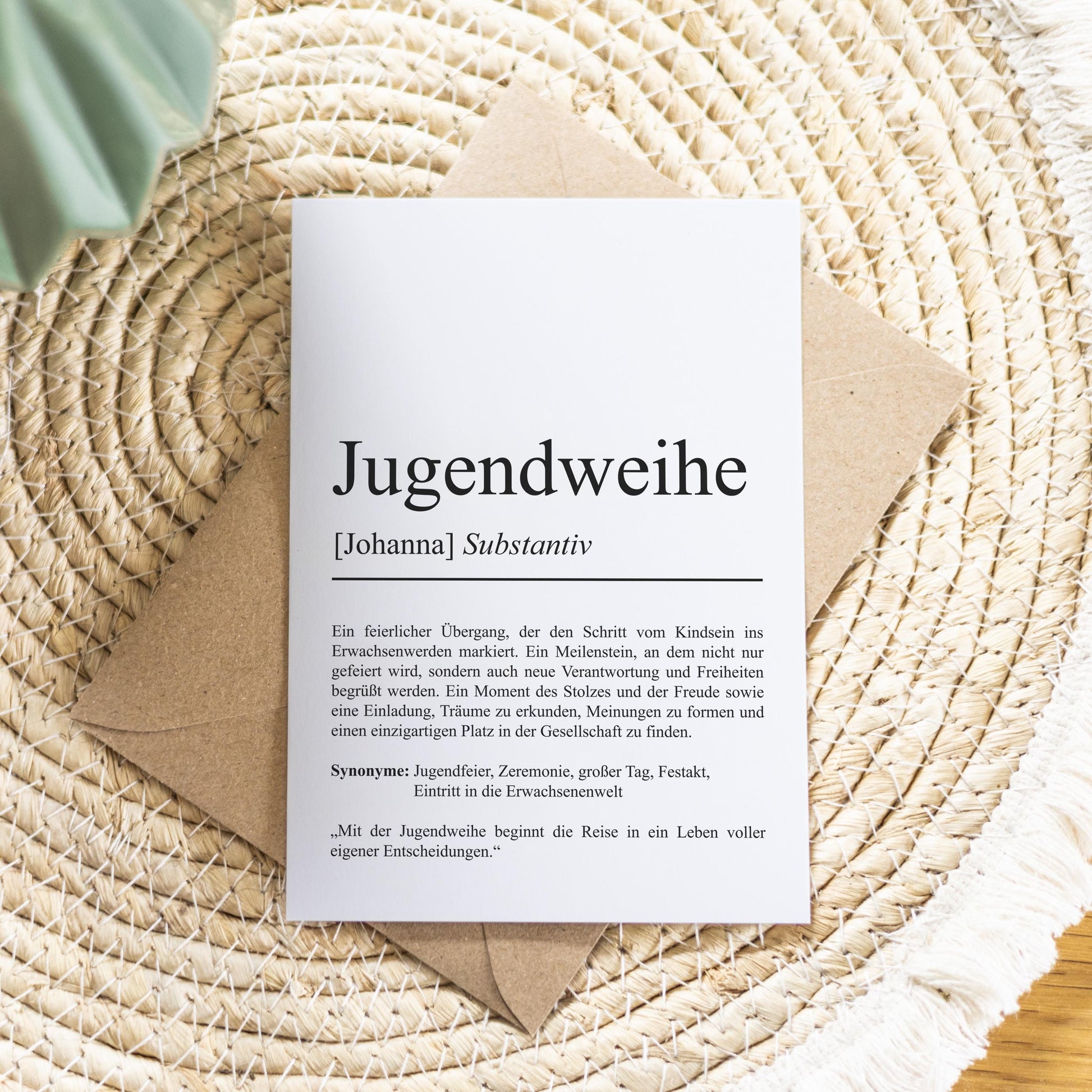 Jugendweihe Definition Karte A6 personalisierbar mit Namen Jugendweihe Karte Geschenk zur Jugendweihe Klappkarte Definition