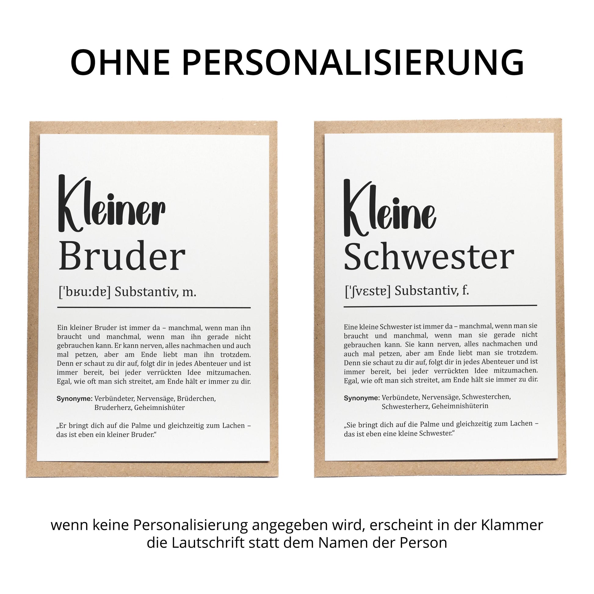 Kleine Schwester Definition Karte personalisierbar mit Namen Schwester Grußkarte Geschenk für Schwester Postkarte Definition Geschwister