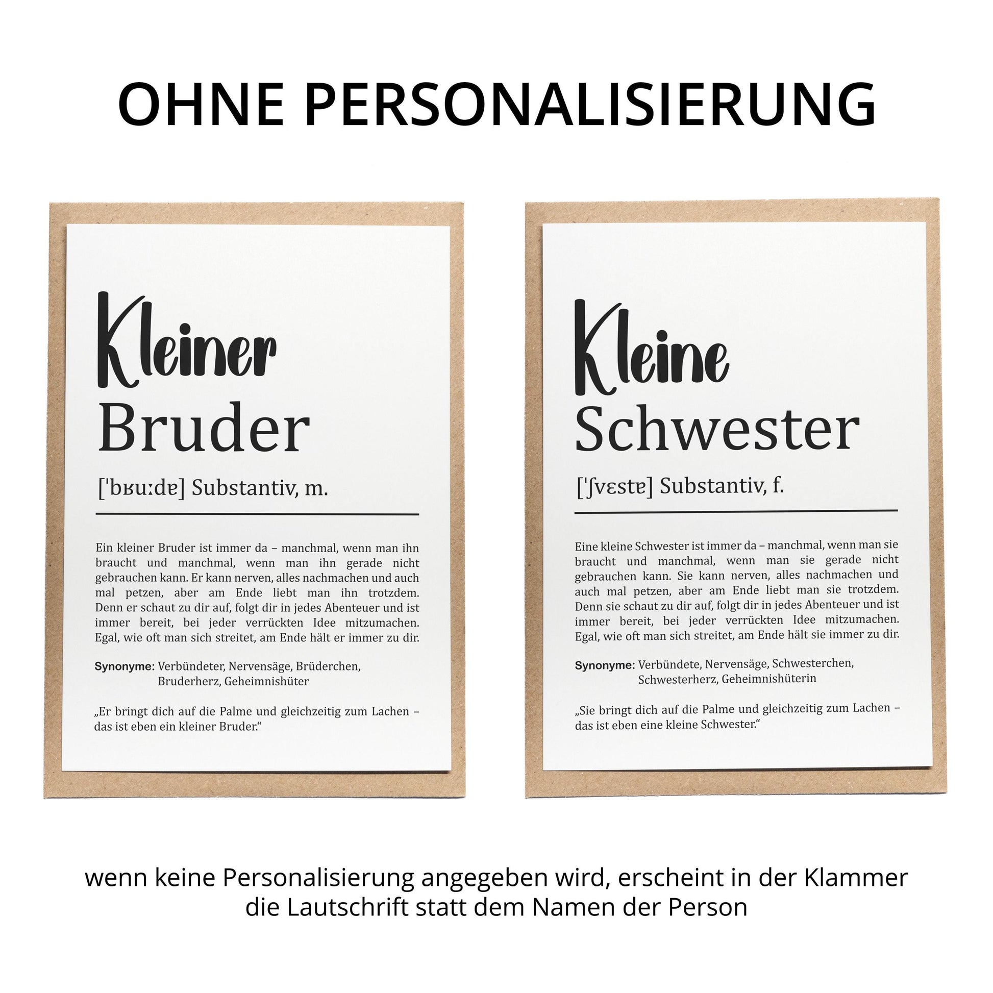 Kleiner Bruder Definition Karte personalisierbar mit Namen Bruder Grußkarte Geschenk für Bruder Postkarte Definition Geschwister