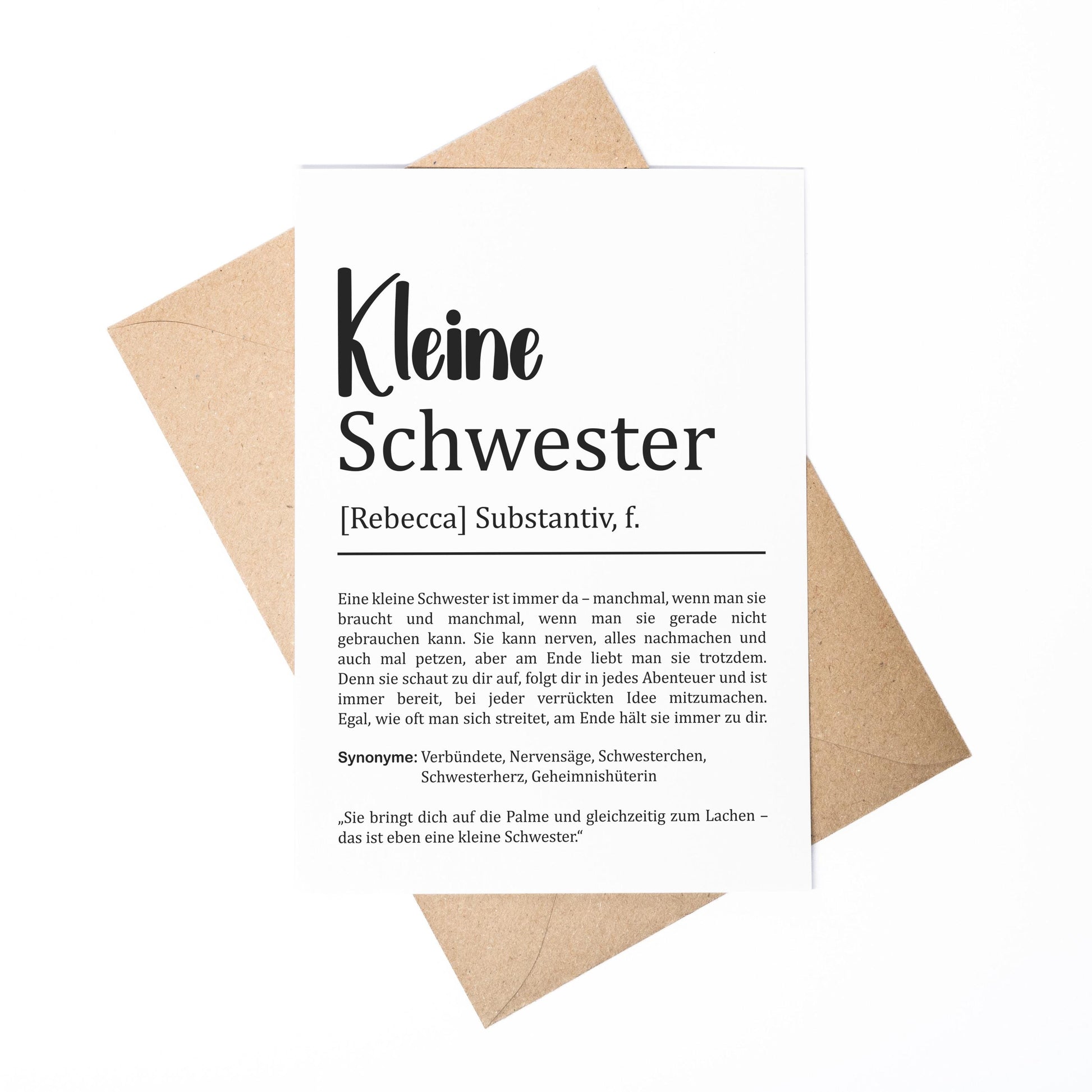 Kleiner Bruder Definition Karte personalisierbar mit Namen Bruder Grußkarte Geschenk für Bruder Postkarte Definition Geschwister