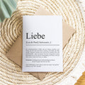 Liebe Definition Karte personalisierbar mit Namen Liebe Grußkarte Geschenkidee für Jahrestag Postkarte Definition Liebe Klappkarte