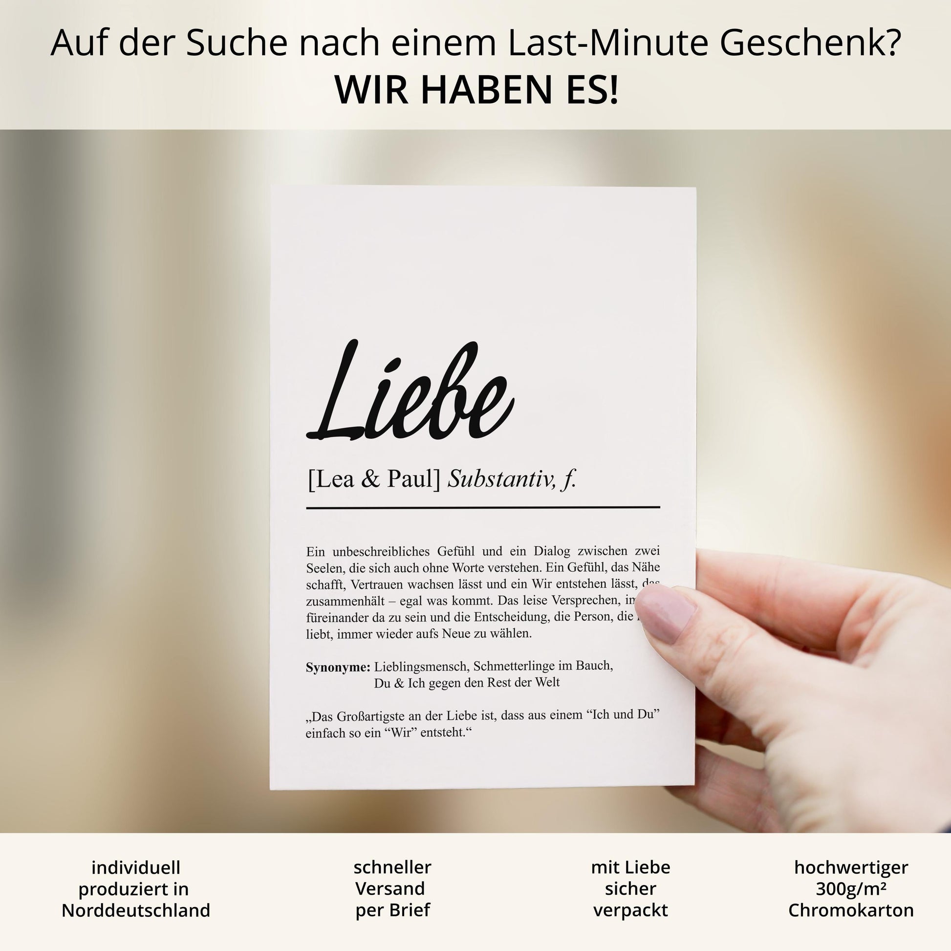 Liebe Definition Karte personalisierbar mit Namen Liebe Grußkarte Geschenkidee für Jahrestag Postkarte Definition Liebe Klappkarte (Kopie)