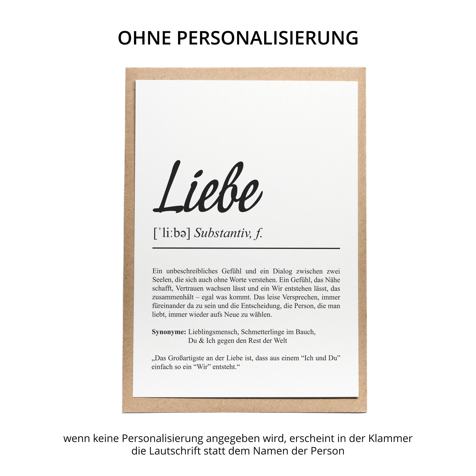 Liebe Definition Karte personalisierbar mit Namen Liebe Grußkarte Geschenkidee für Jahrestag Postkarte Definition Liebe Klappkarte (Kopie)
