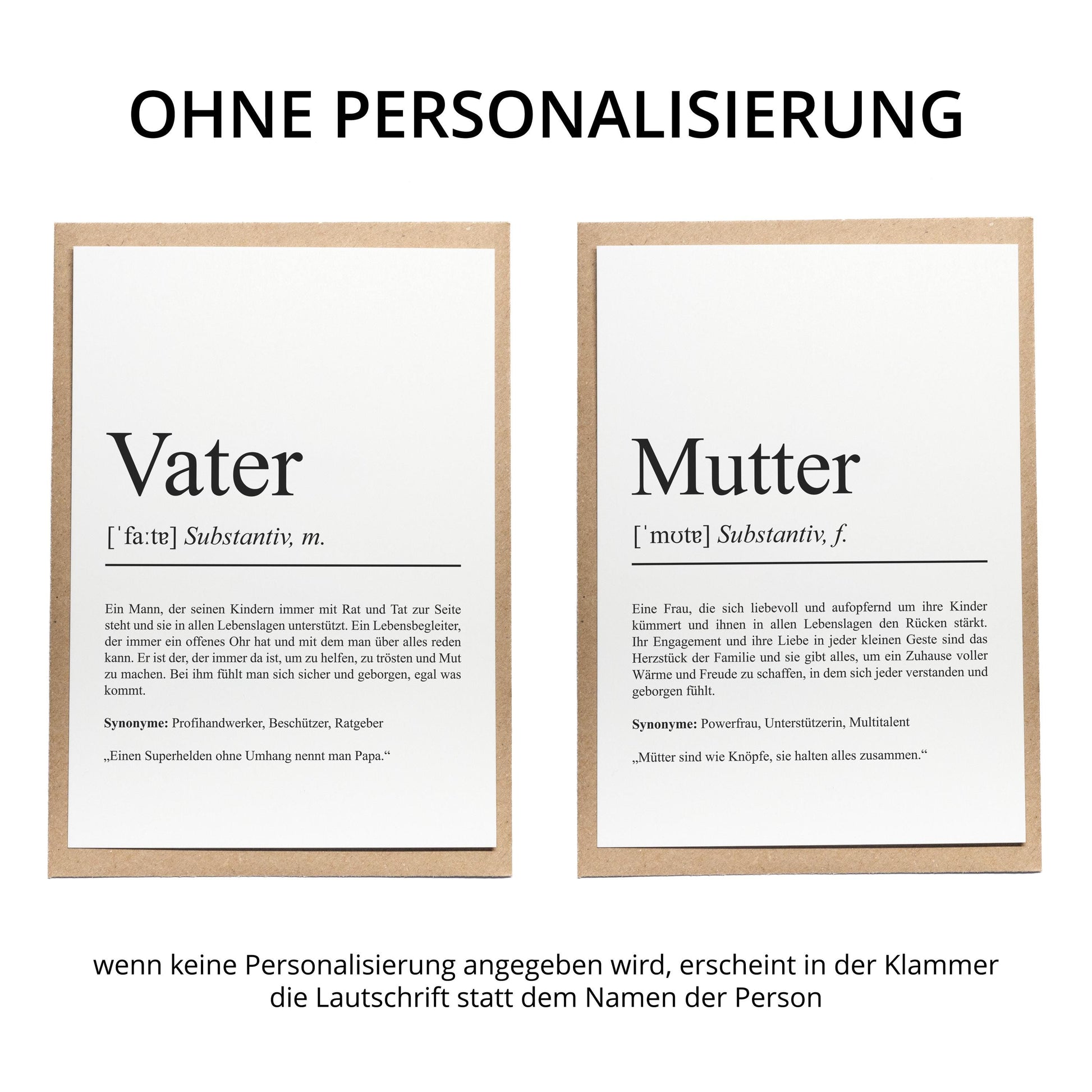 Vater Definition Karte personalisierbar mit Namen Vater Grußkarte Geschenk für Vater Postkarte Definition Vater