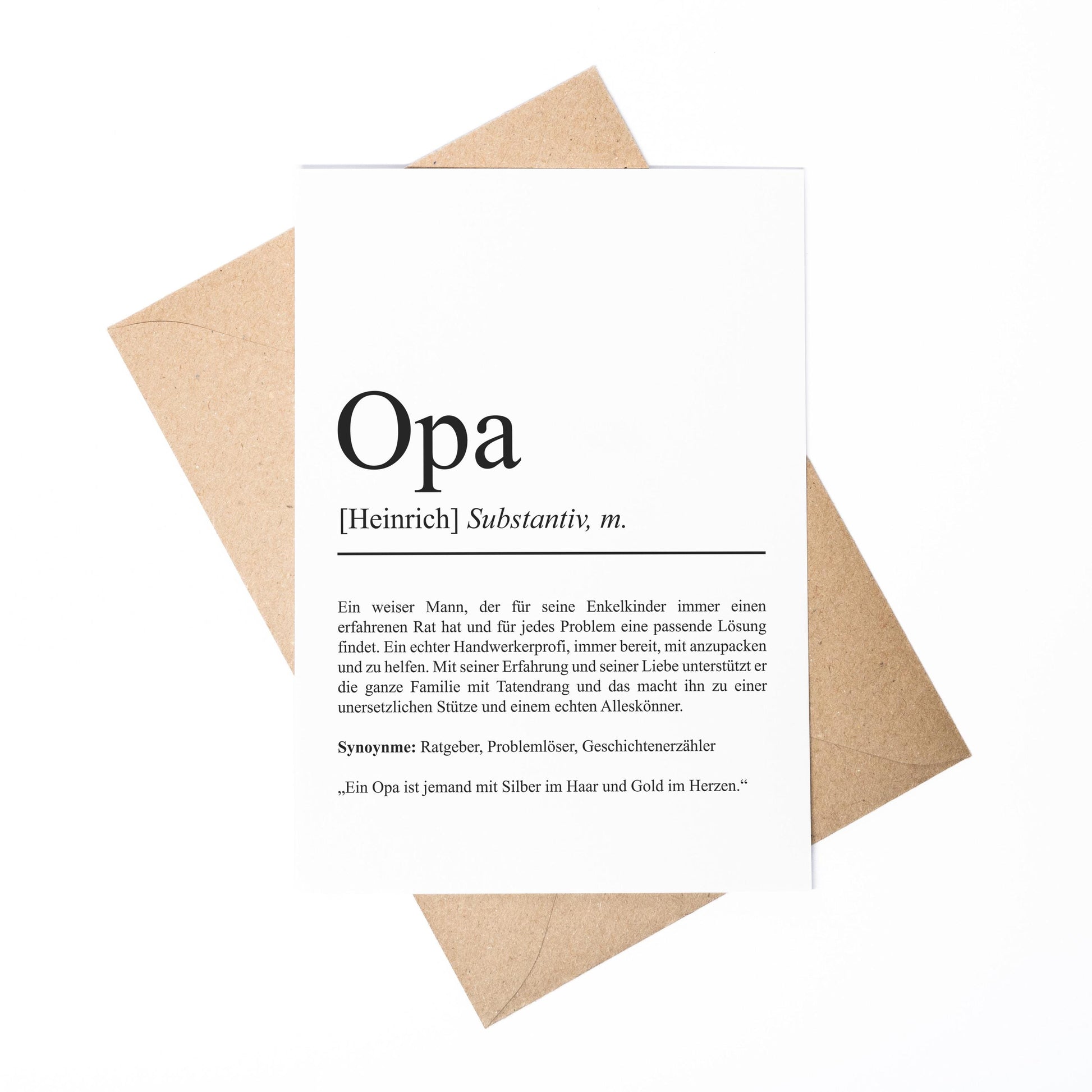 Opa Definition Karte personalisierbar mit Namen Opa Grußkarte Geschenk für Opa Postkarte Definition Opa Geschenkkarte