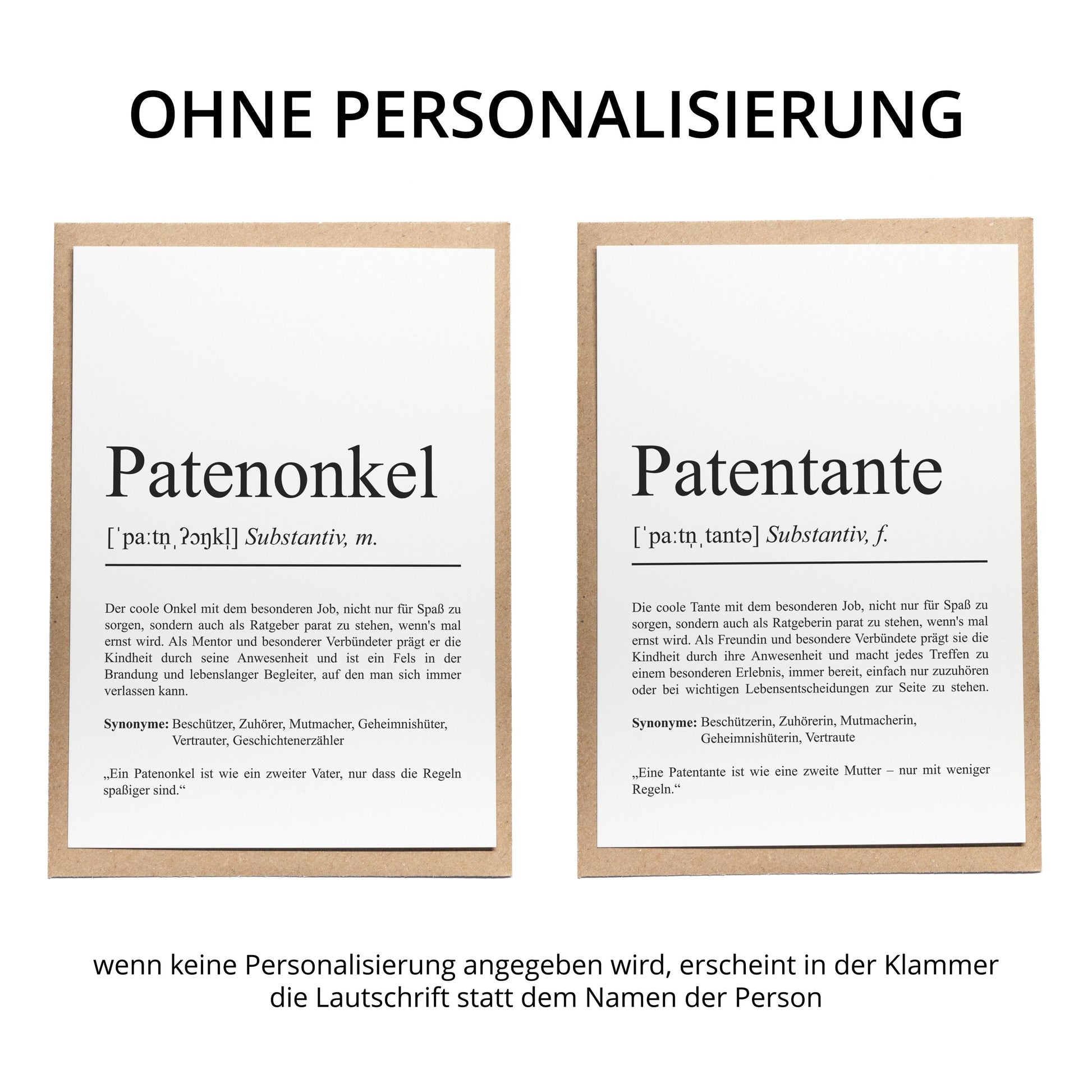 Patentante Definition Karte personalisierbar mit Namen Patentante Grußkarte Botschaft Patentante Postkarte Definition Patentante Verkündung