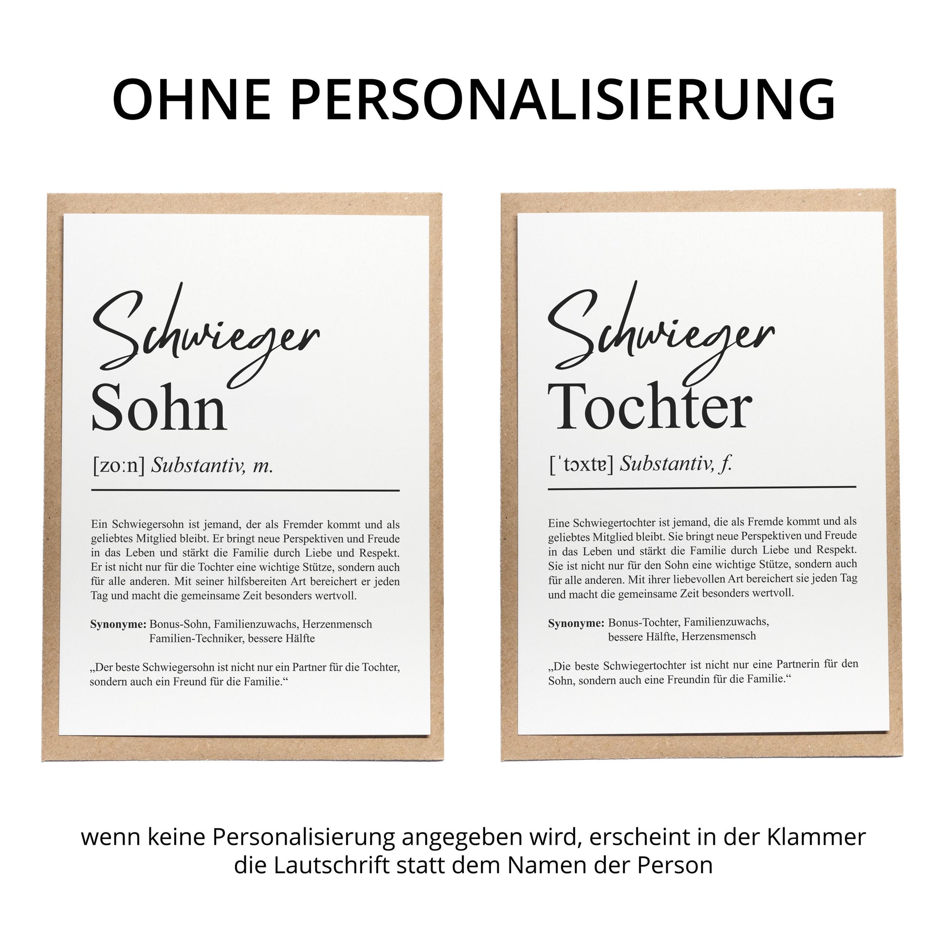 Schwiegertochter Definition A6 Karte personalisierbar mit Namen Grußkarte Geschenk für Schwiegertochter Klappkarte Definition