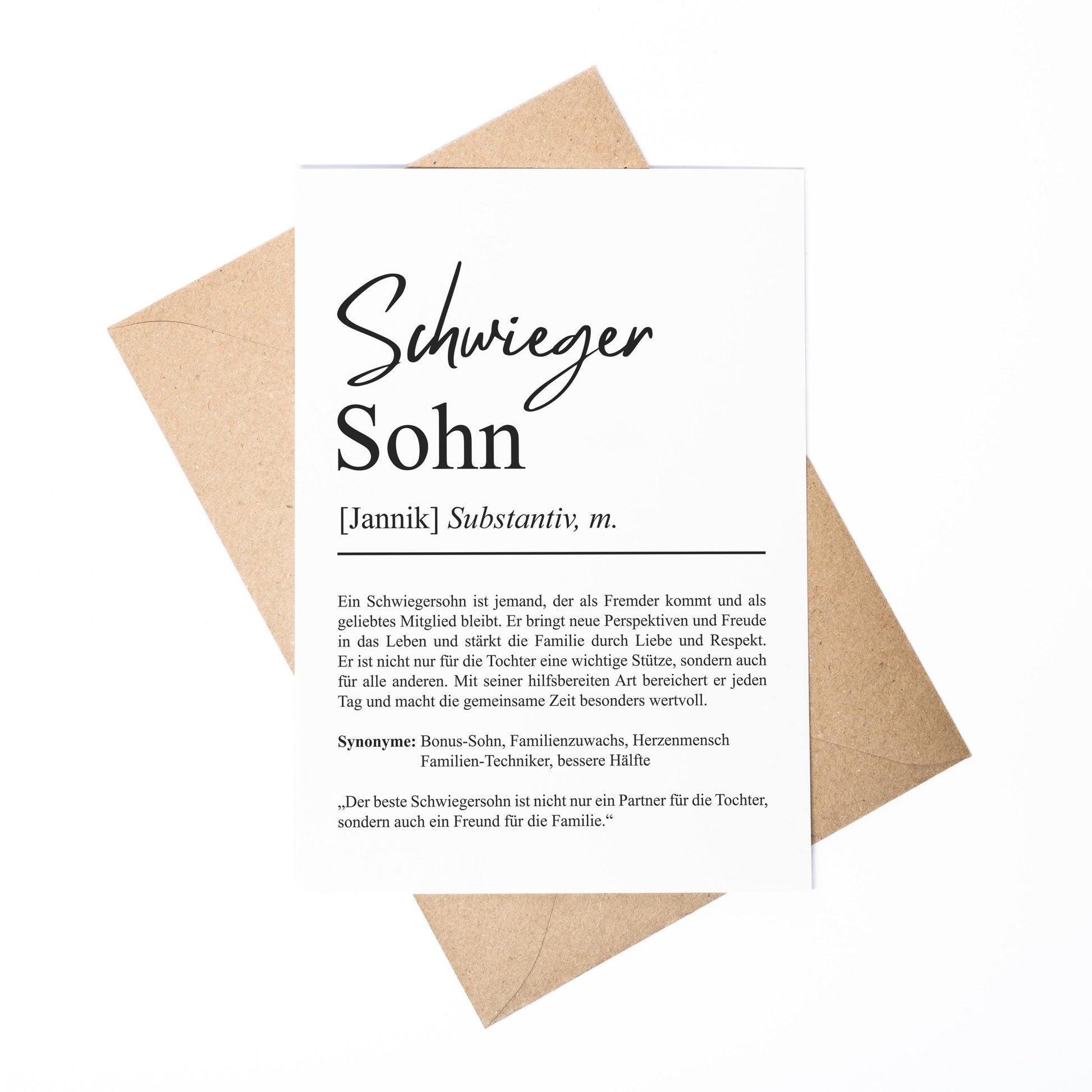 Schwiegertochter Definition A6 Karte personalisierbar mit Namen Grußkarte Geschenk für Schwiegertochter Klappkarte Definition