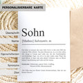 Sohn Definition A6 Karte personalisierbar mit Namen Grußkarte Geschenk für Sohn Klappkarte Definition Sohn Geschenkkarte Definition