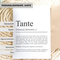 Tante Definition Karte personalisierbar mit Namen Tante Grußkarte Geschenk für Tante Postkarte Definition Tante Geschenkkarte