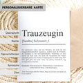 Trauzeugin Definition Karte personalisierbar mit Namen Trauzeugin Grußkarte Geschenkidee für Trauzeugin Postkarte Definition Trauzeugin Klappkarte