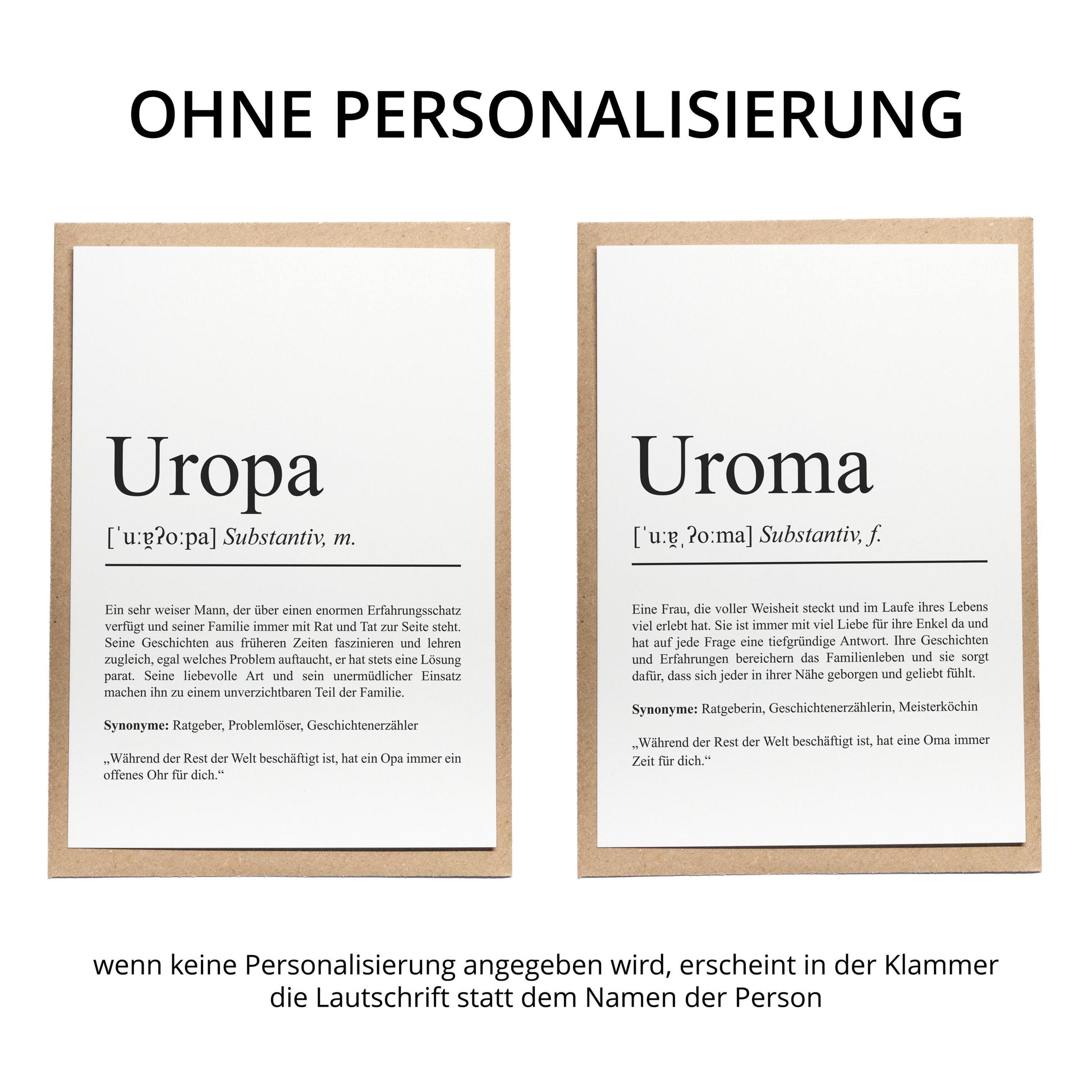 Uroma Definition Karte personalisierbar mit Namen Uroma Grußkarte Geschenk für Uroma Postkarte Definition Uroma Geschenkkarte
