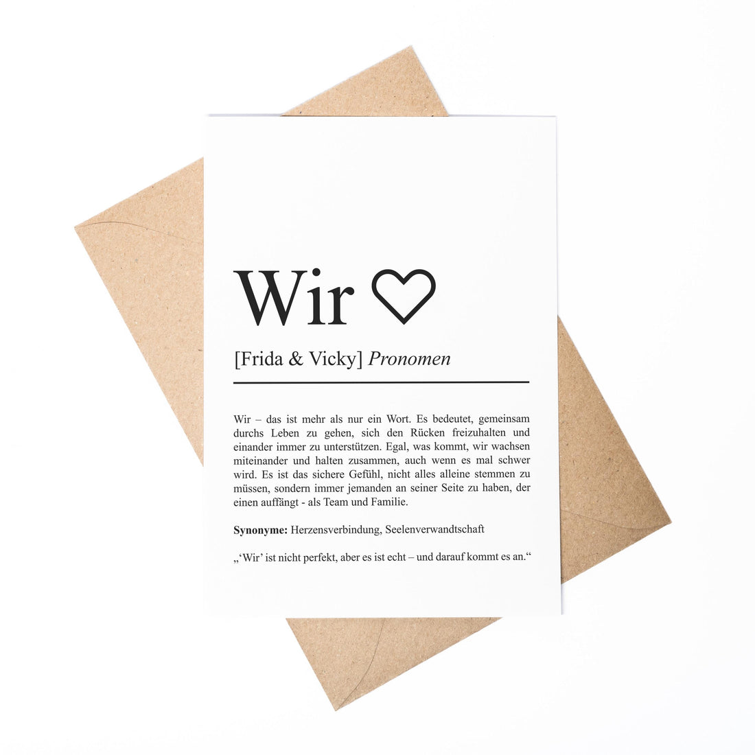 Wir Definition A6 Karte personalisierbar mit Namen Liebe Grußkarte Geschenk für Partner Klappkarte Definition Freundschaft Geschenkkarte