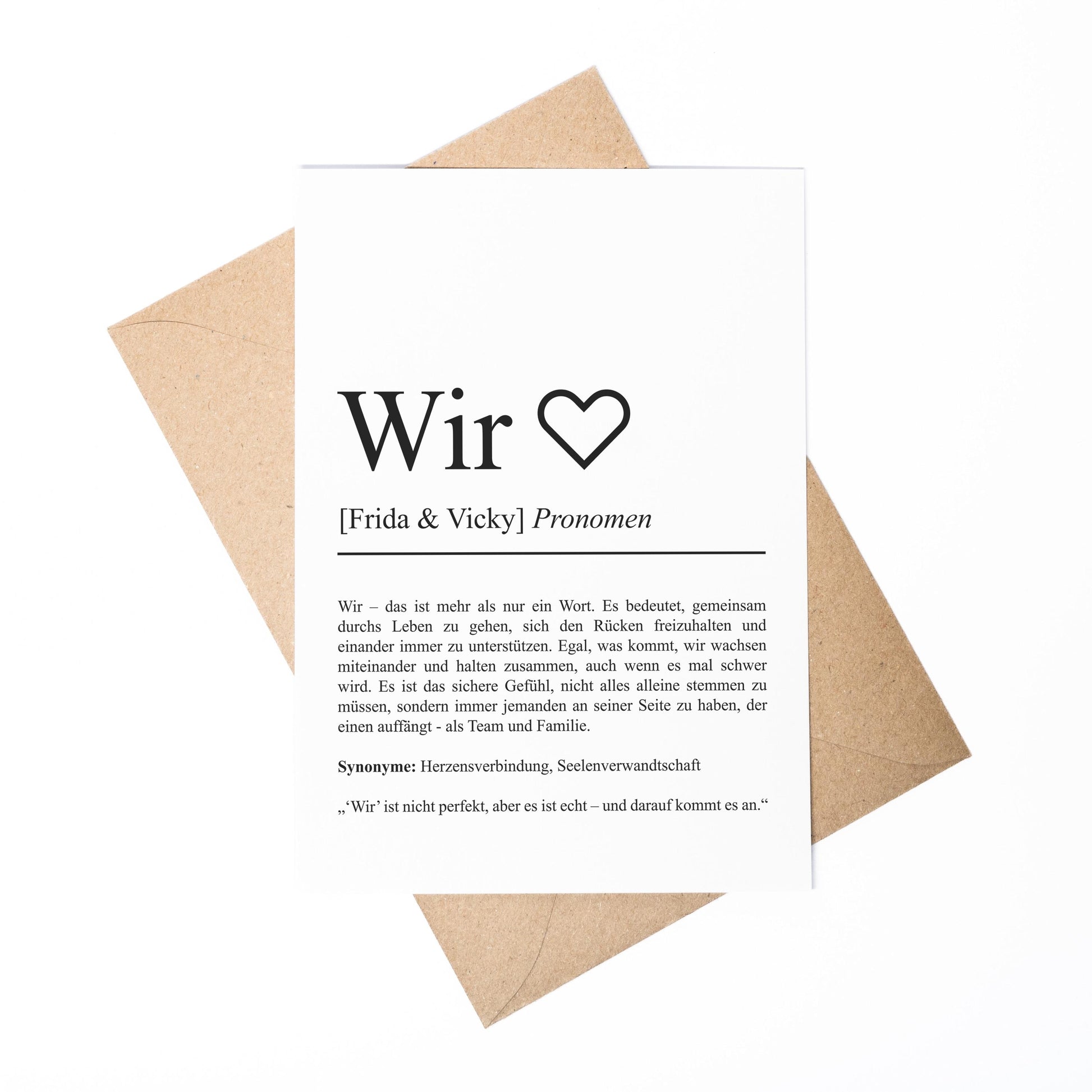 Wir Definition A6 Karte personalisierbar mit Namen Liebe Grußkarte Geschenk für Partner Klappkarte Definition Freundschaft Geschenkkarte