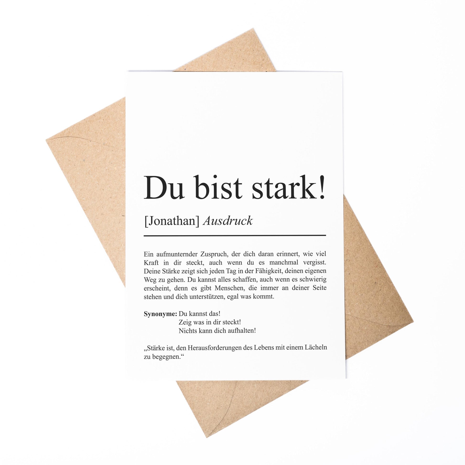 Du bist stark Definition Karte personaliserbar mit Namen Mutmacher Karte Affirmation Karte für Kinder Motivationskarte Freundschaft