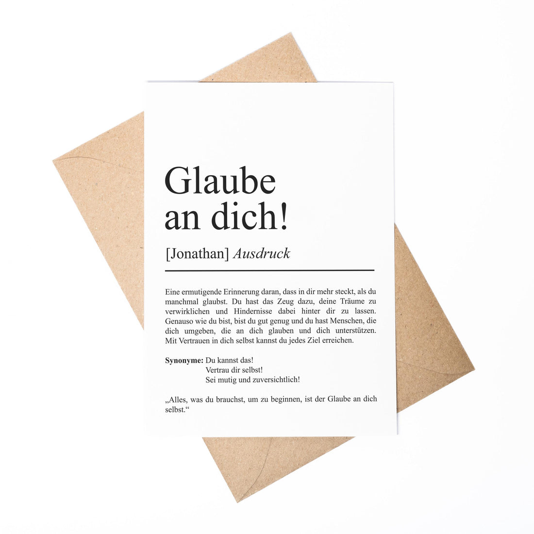 Glaube an dich Definition Karte personaliserbar mit Namen Mutmacher Karte Affirmation Karte für Kinder Motivationskarte Freundschaft