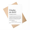 Glaube an dich Definition Karte personaliserbar mit Namen Mutmacher Karte Affirmation Karte für Kinder Motivationskarte Freundschaft