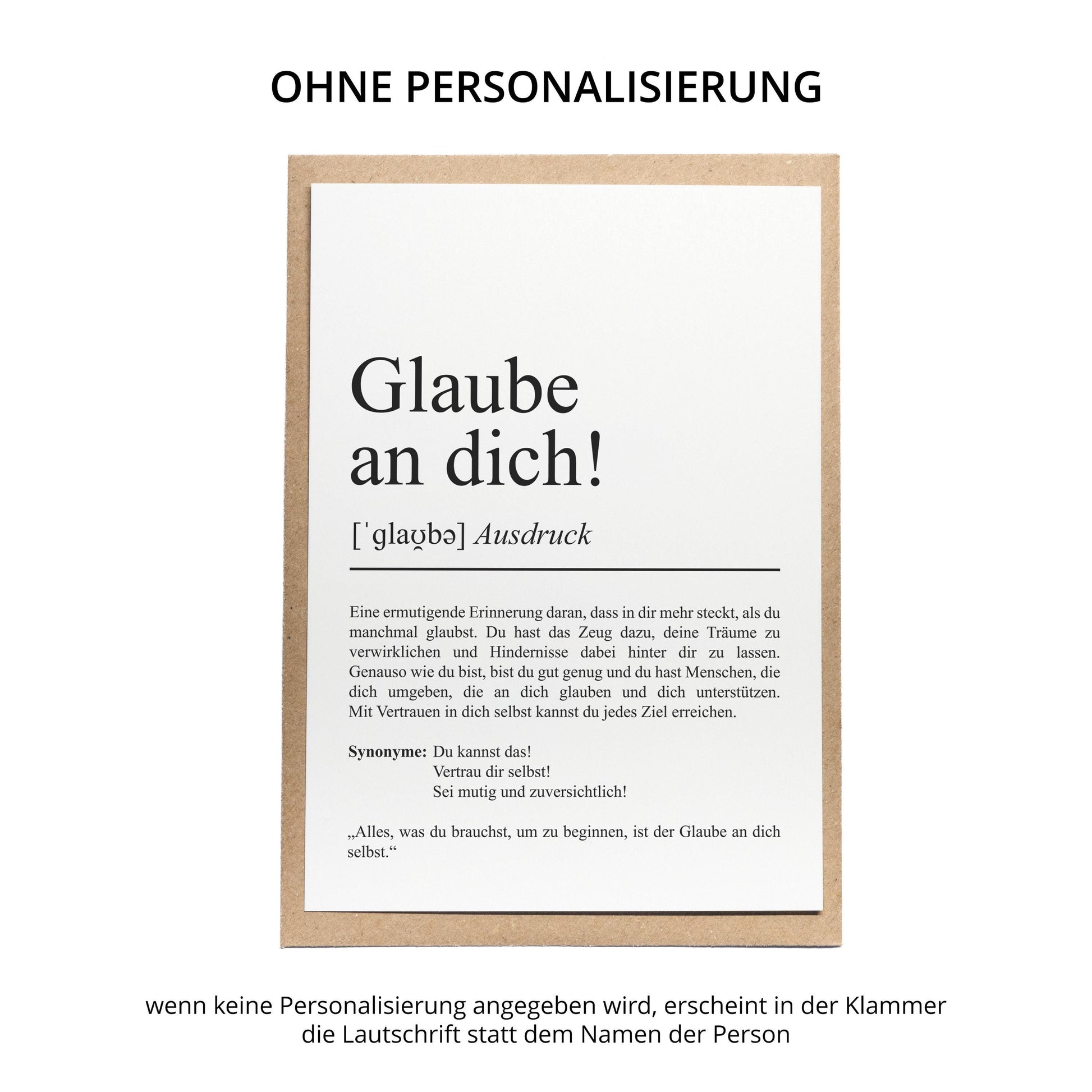 Glaube an dich Definition Karte personaliserbar mit Namen Mutmacher Karte Affirmation Karte für Kinder Motivationskarte Freundschaft