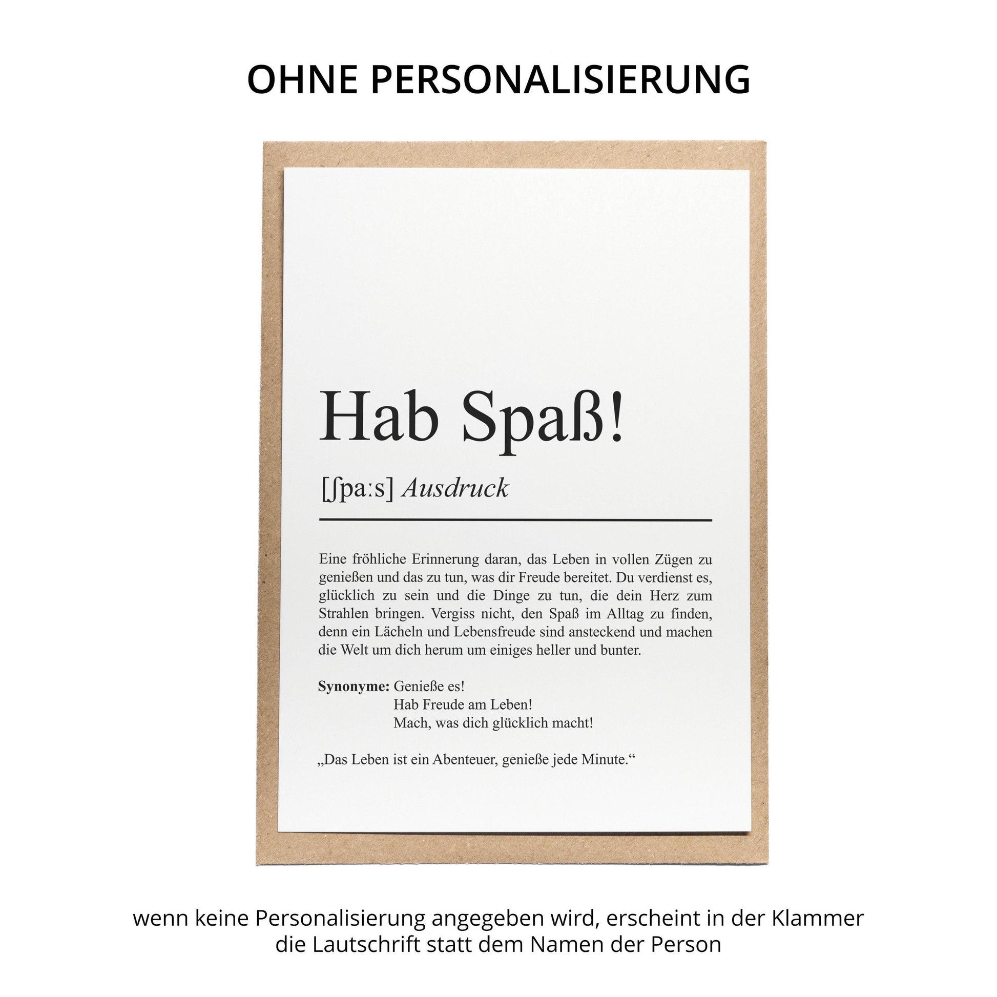 Hab Spaß Definition Karte personaliserbar mit Namen Mutmacher Karte Affirmation Karte für Kinder Motivationskarte Freundschaft