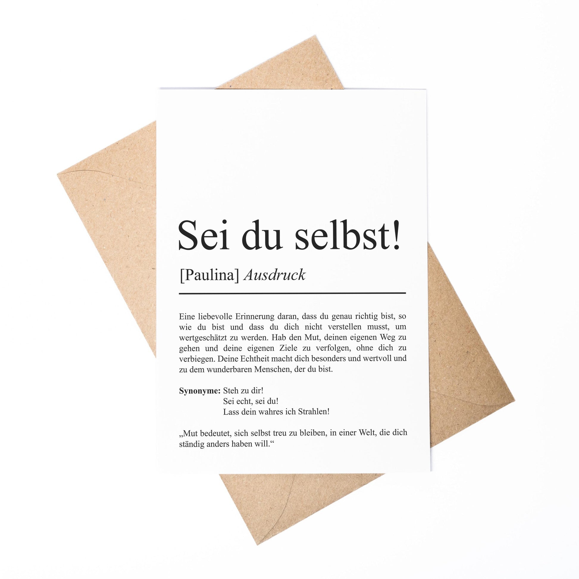 Sei du selbst Definition Karte personaliserbar mit Namen Mutmacher Karte Affirmation Karte für Kinder Motivationskarte Freundschaft