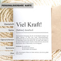 Viel Kraft Definition Karte personaliserbar mit Namen Mutmacher Karte Affirmation Karte Trauerkarte Freundschaft