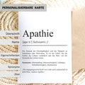 Apathie Definition Karte personaliserbar Emotionen Mutmacher Karte Spirituelle Karte Motivationskarte