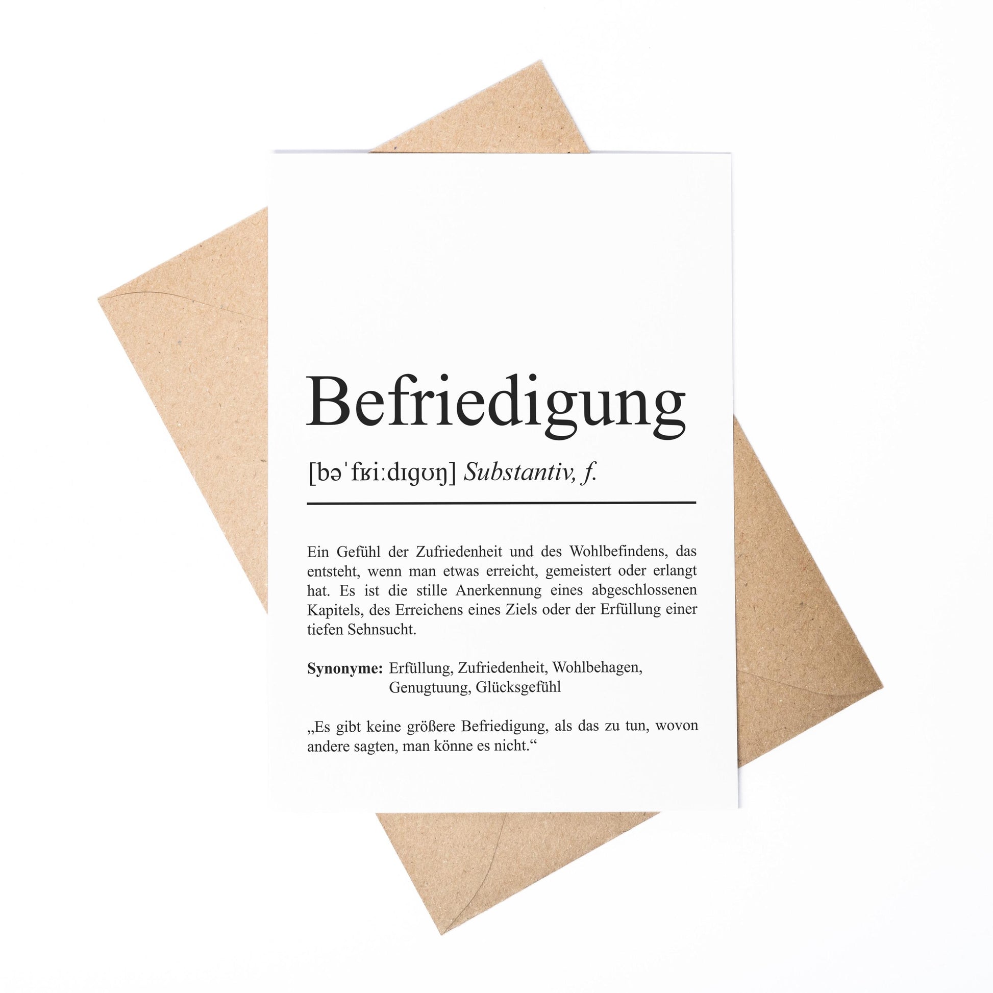 Befriedigung Definition Karte personaliserbar Emotionen Mutmacher Karte Spirituelle Karte Motivationskarte