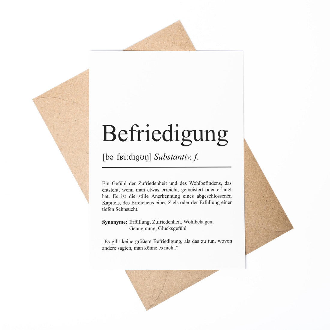 Befriedigung Definition Karte personaliserbar Emotionen Mutmacher Karte Spirituelle Karte Motivationskarte