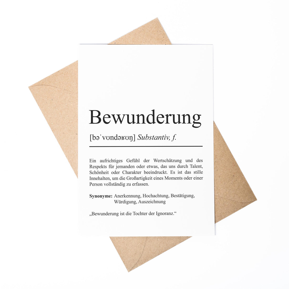 Bewunderung Definition Karte personaliserbar Emotionen Mutmacher Karte Spirituelle Karte Motivationskarte