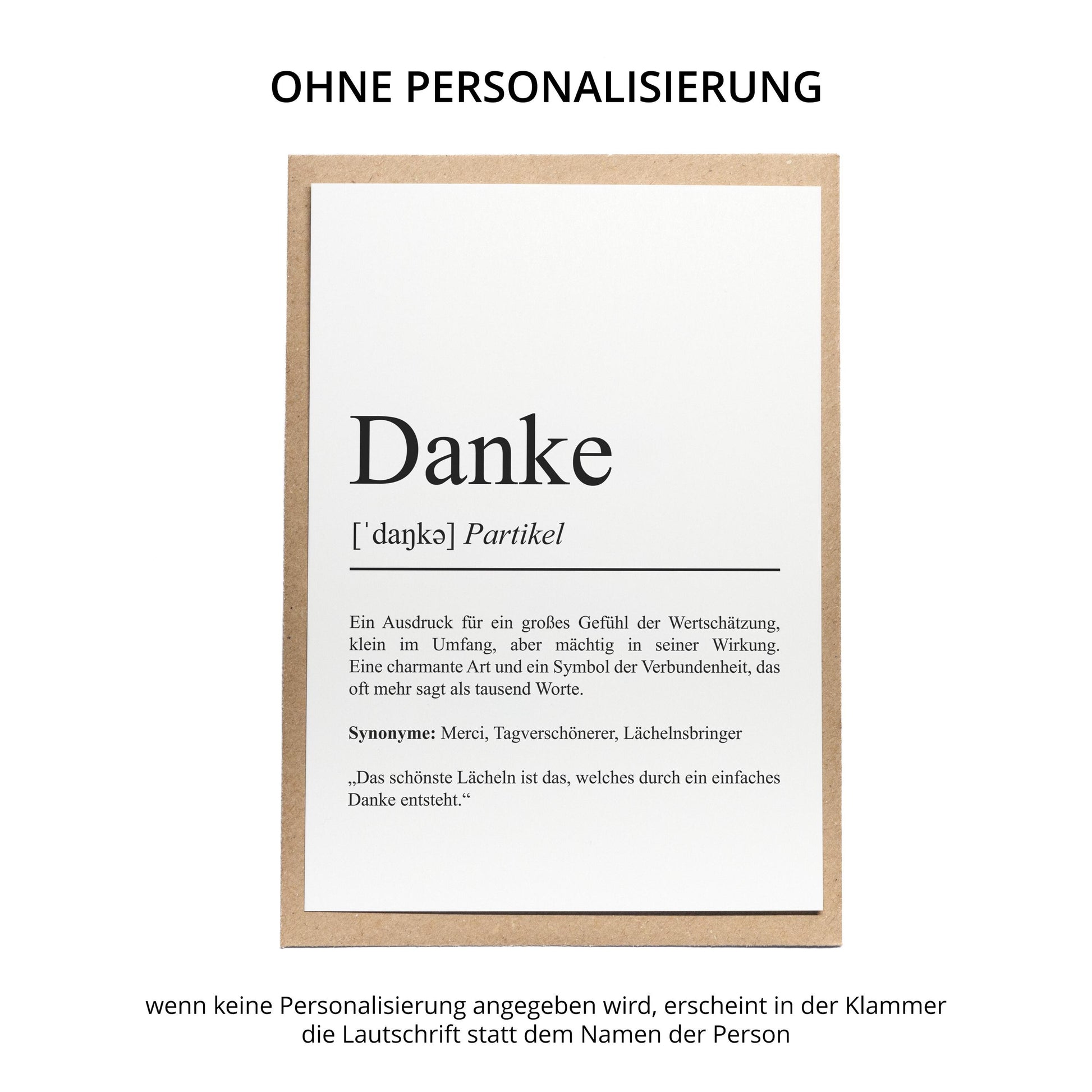 KARTE Danke Definition Karte Geschenk Grußkarte Danke Postkarte beschreibbar Spruchkarte zum Verschenken Danke Sagen Ideen