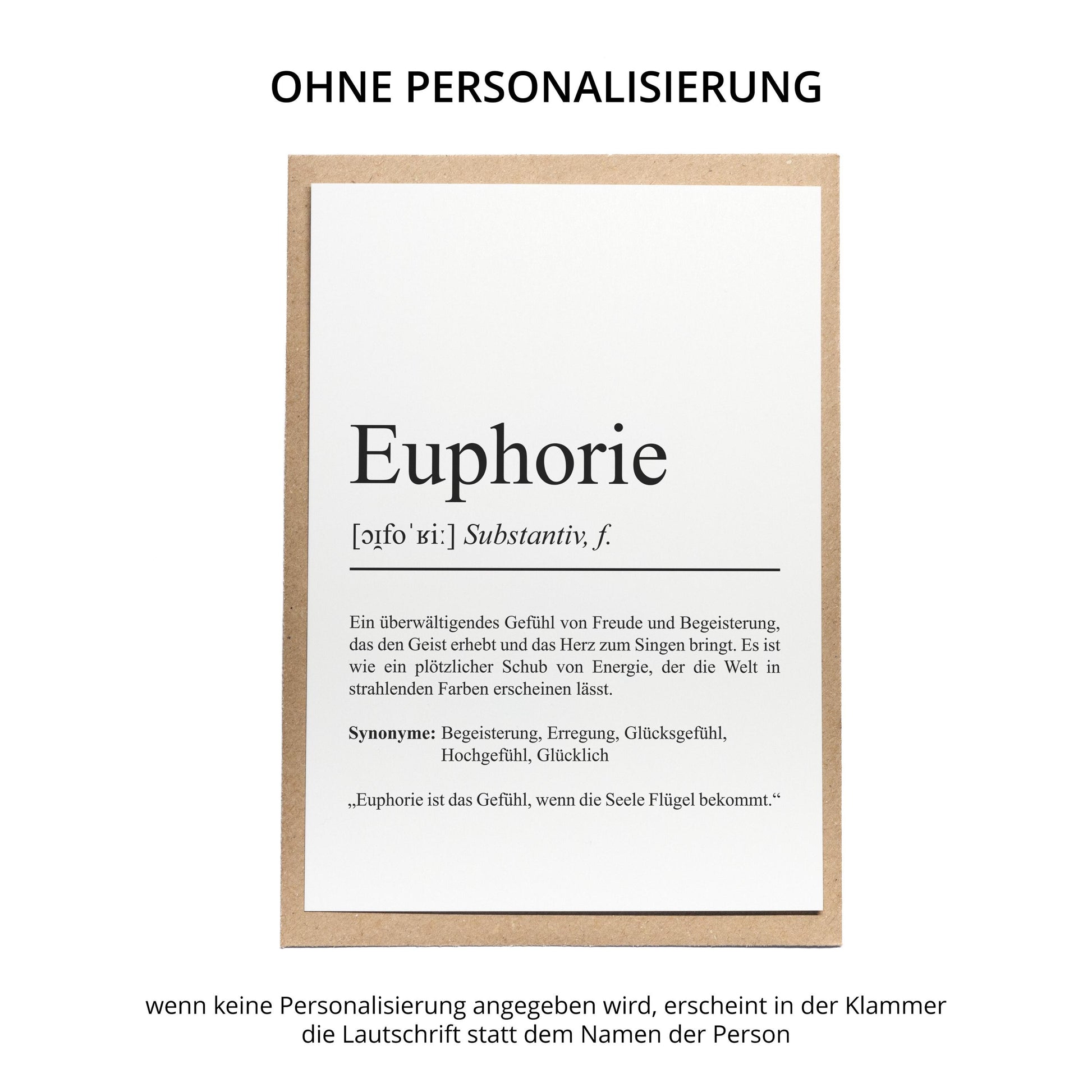Euphorie Definition Karte personaliserbar Emotionen Mutmacher Karte Spirituelle Karte Motivationskarte