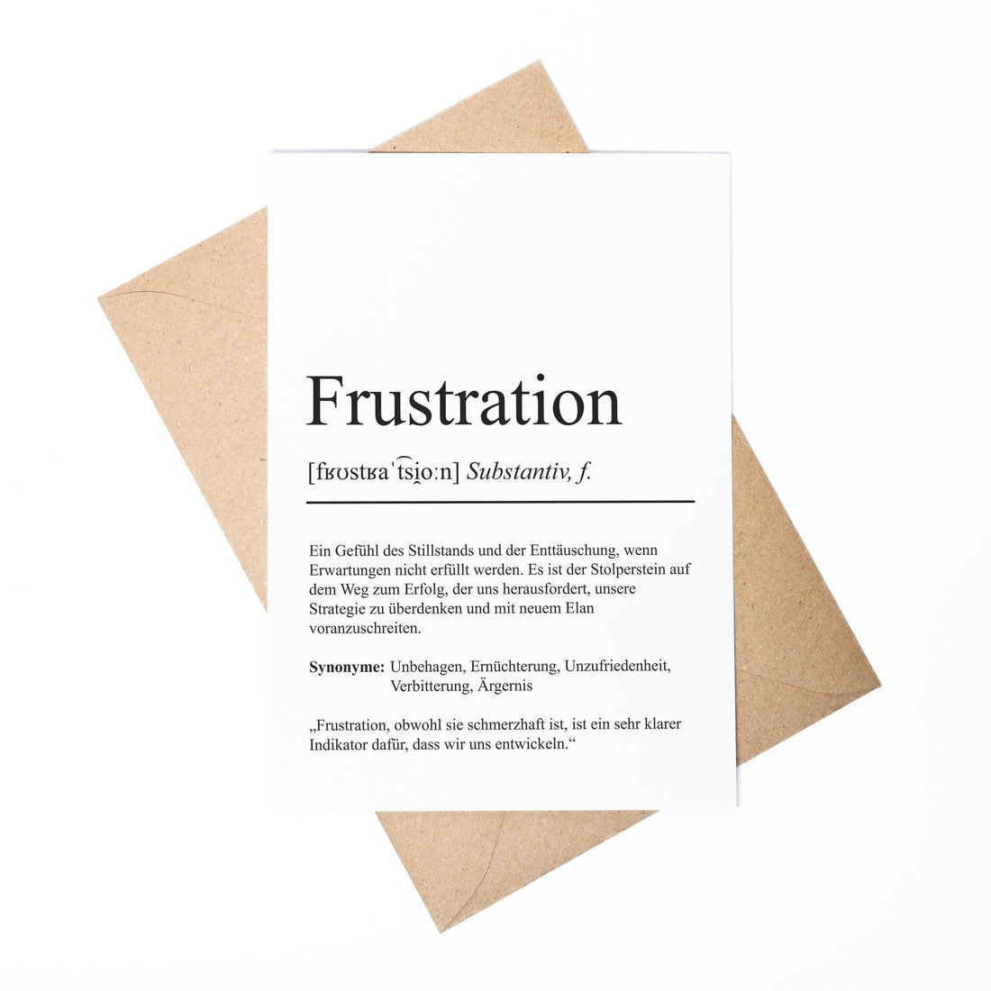 Frustration Definition Karte personaliserbar Emotionen Mutmacher Karte Spirituelle Karte Motivationskarte