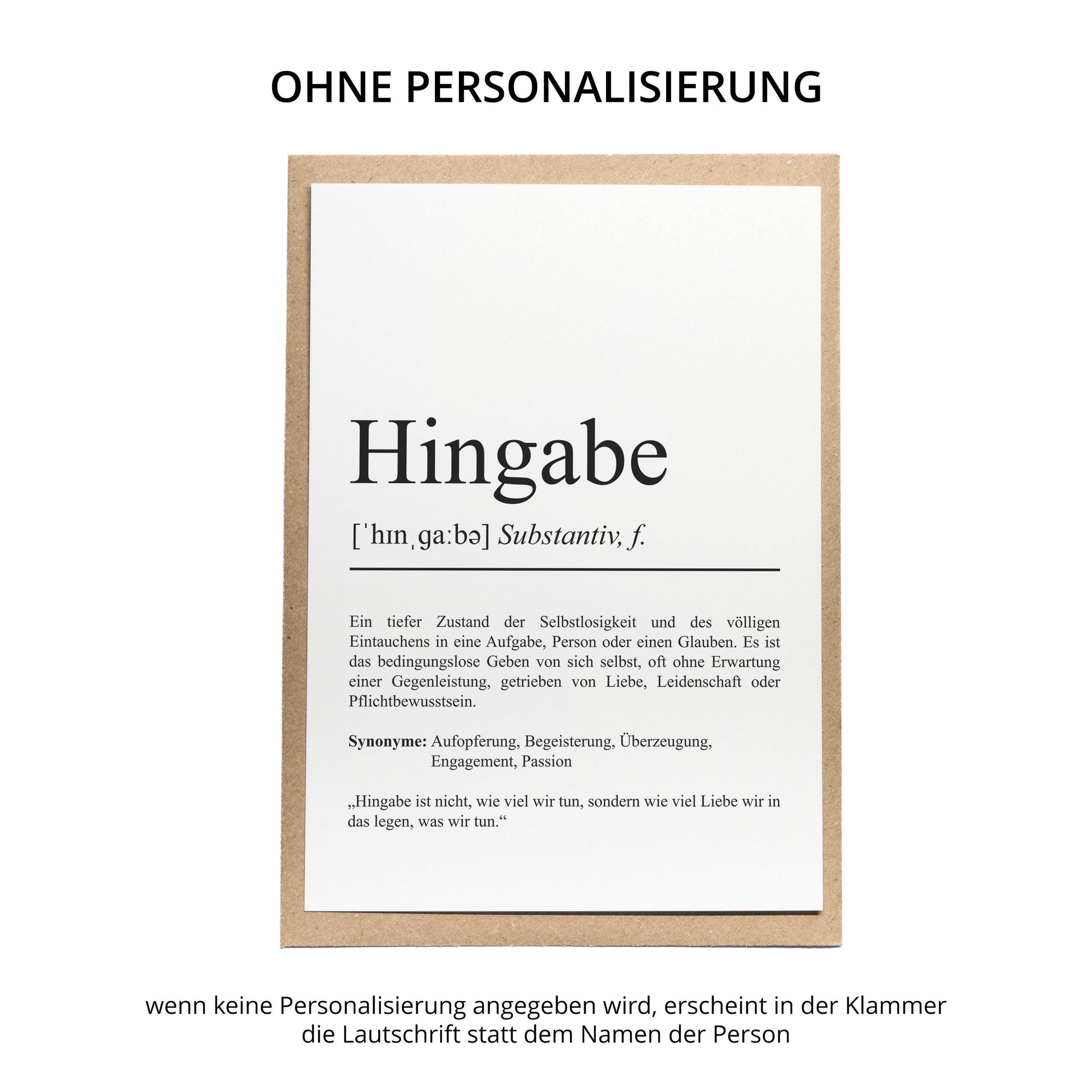 Hingabe Definition Karte personaliserbar Emotionen Mutmacher Karte Spirituelle Karte Motivationskarte
