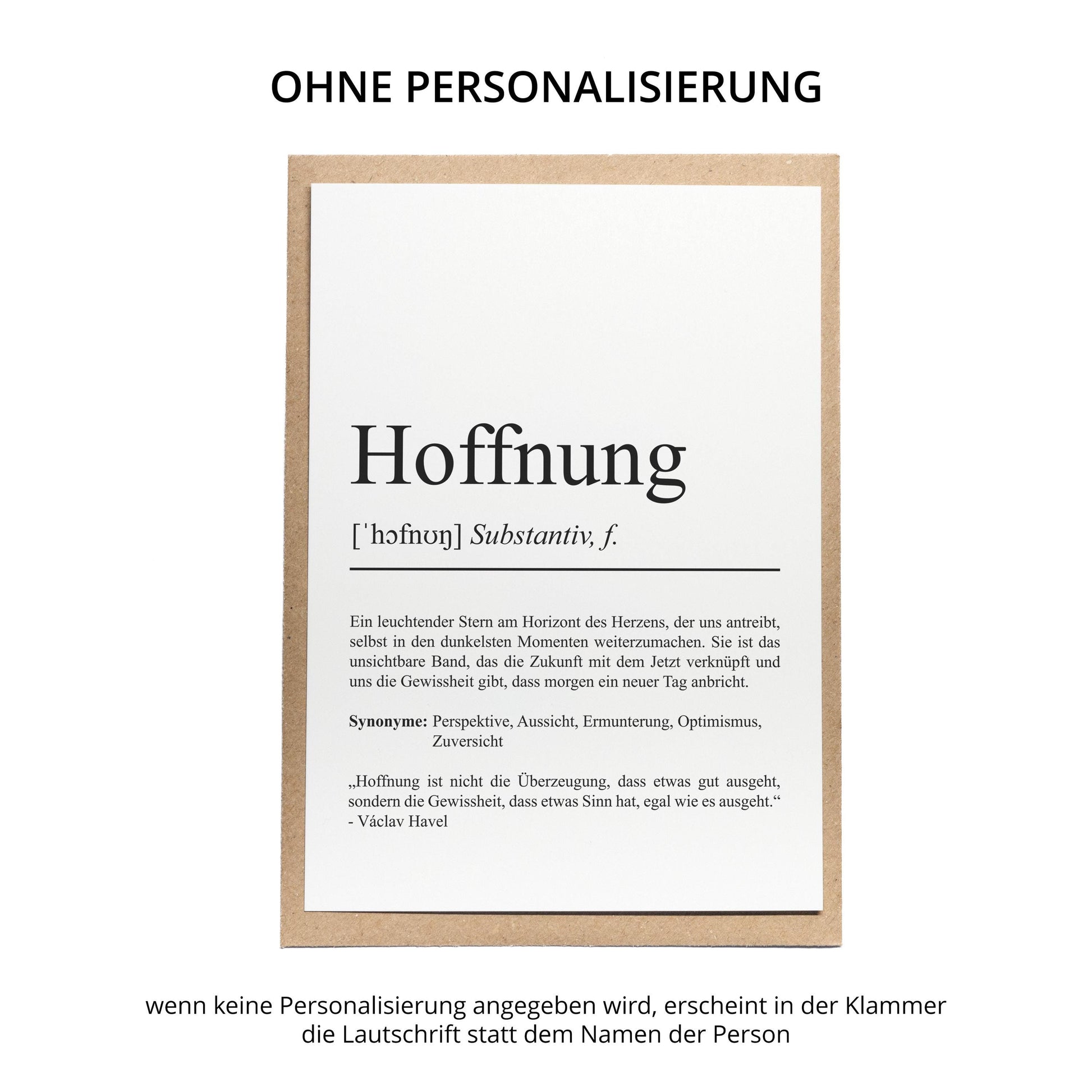 Hoffnung Definition Karte personaliserbar Emotionen Mutmacher Karte Spirituelle Karte Motivationskarte