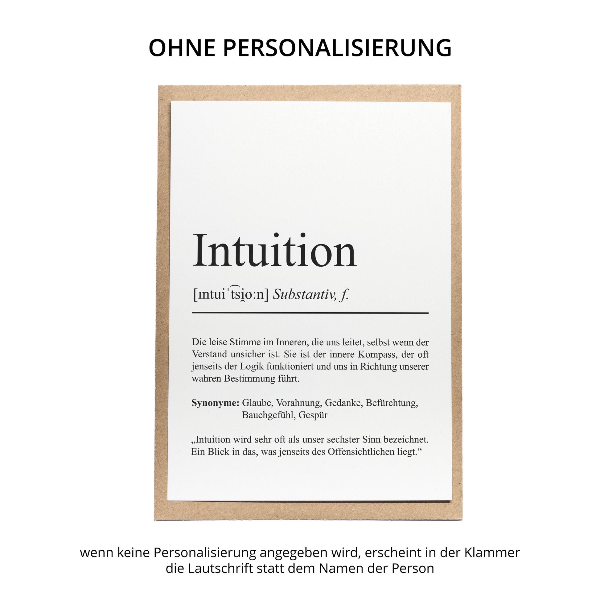 Intuition Definition Karte personaliserbar Emotionen Mutmacher Karte Spirituelle Karte Motivationskarte
