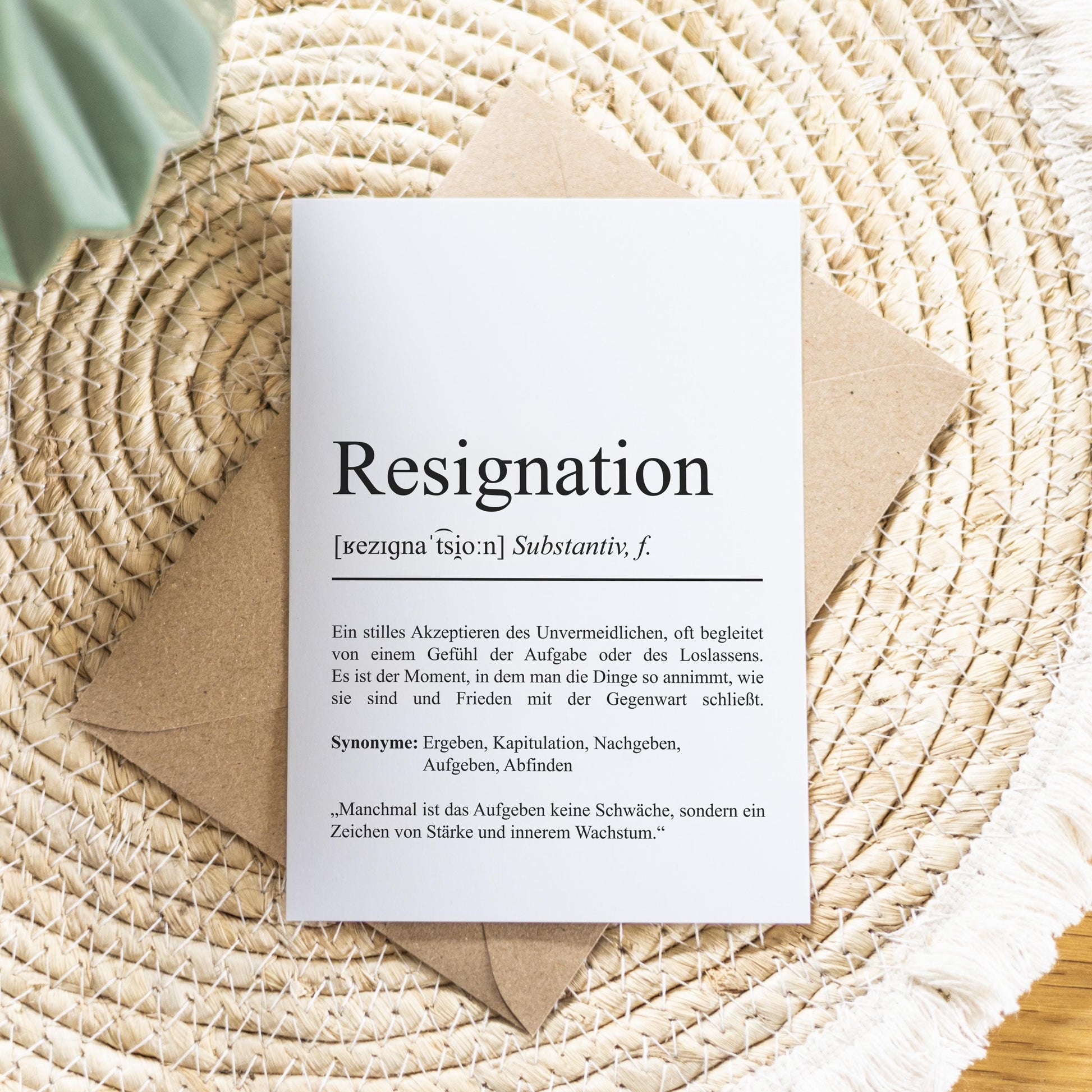 Resignation Definition Karte personaliserbar Emotionen Mutmacher Karte Spirituelle Karte Motivationskarte