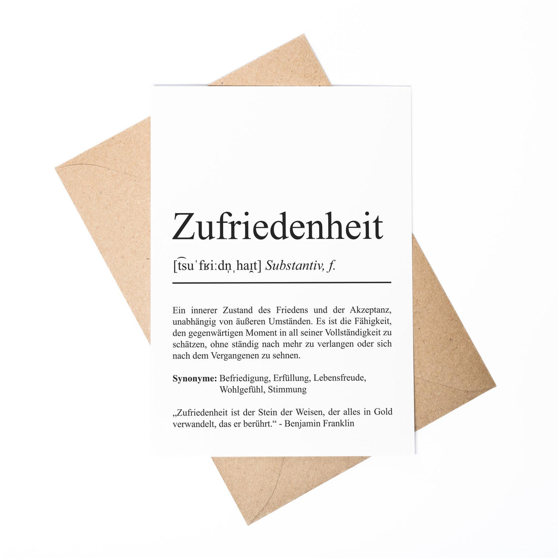 Zufriedenheit Definition Karte personaliserbar Emotionen Mutmacher Karte Spirituelle Karte Motivationskarte