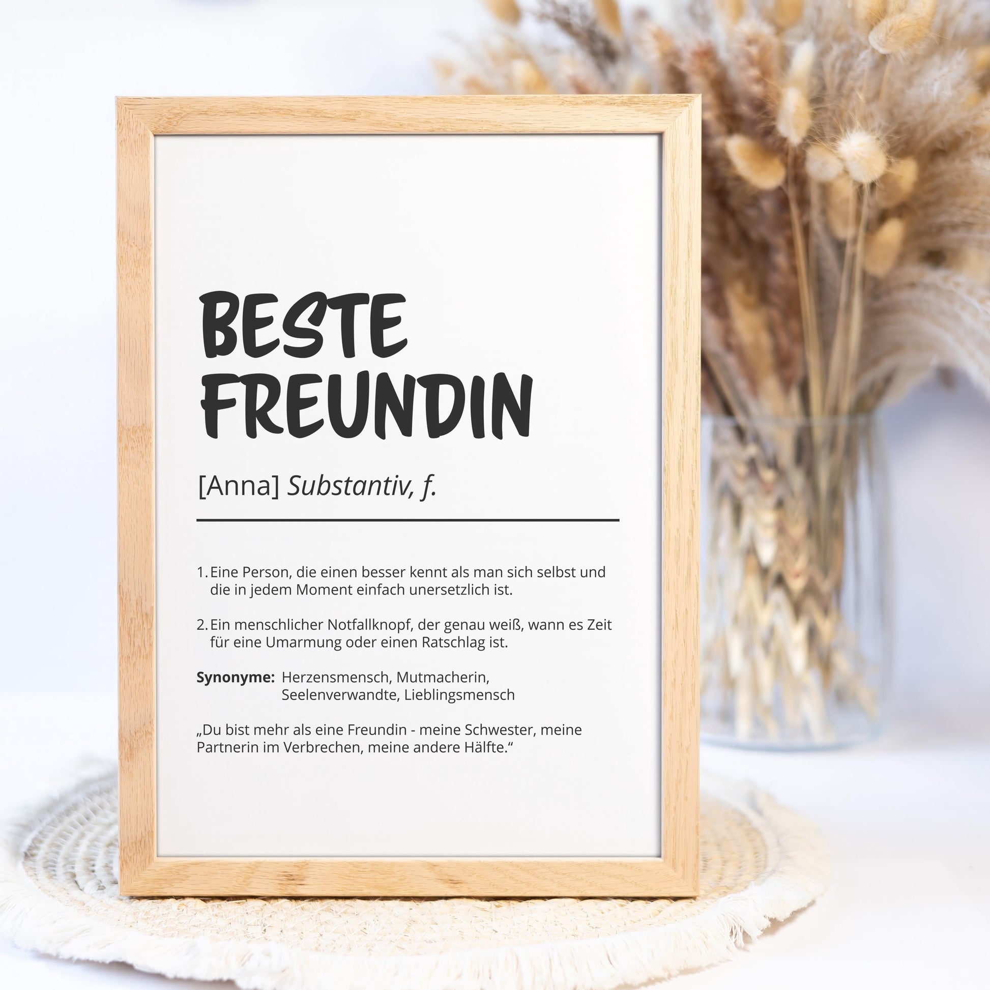 Beste Freundin Definition Poster personalisierbar mit Namen Poster Geschenk Freundin Einzug Geschenk Freundin personalisierbar ungerahmt
