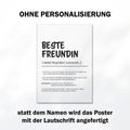 Beste Freundin Definition Poster personalisierbar mit Namen Poster Geschenk Freundin Einzug Geschenk Freundin personalisierbar ungerahmt