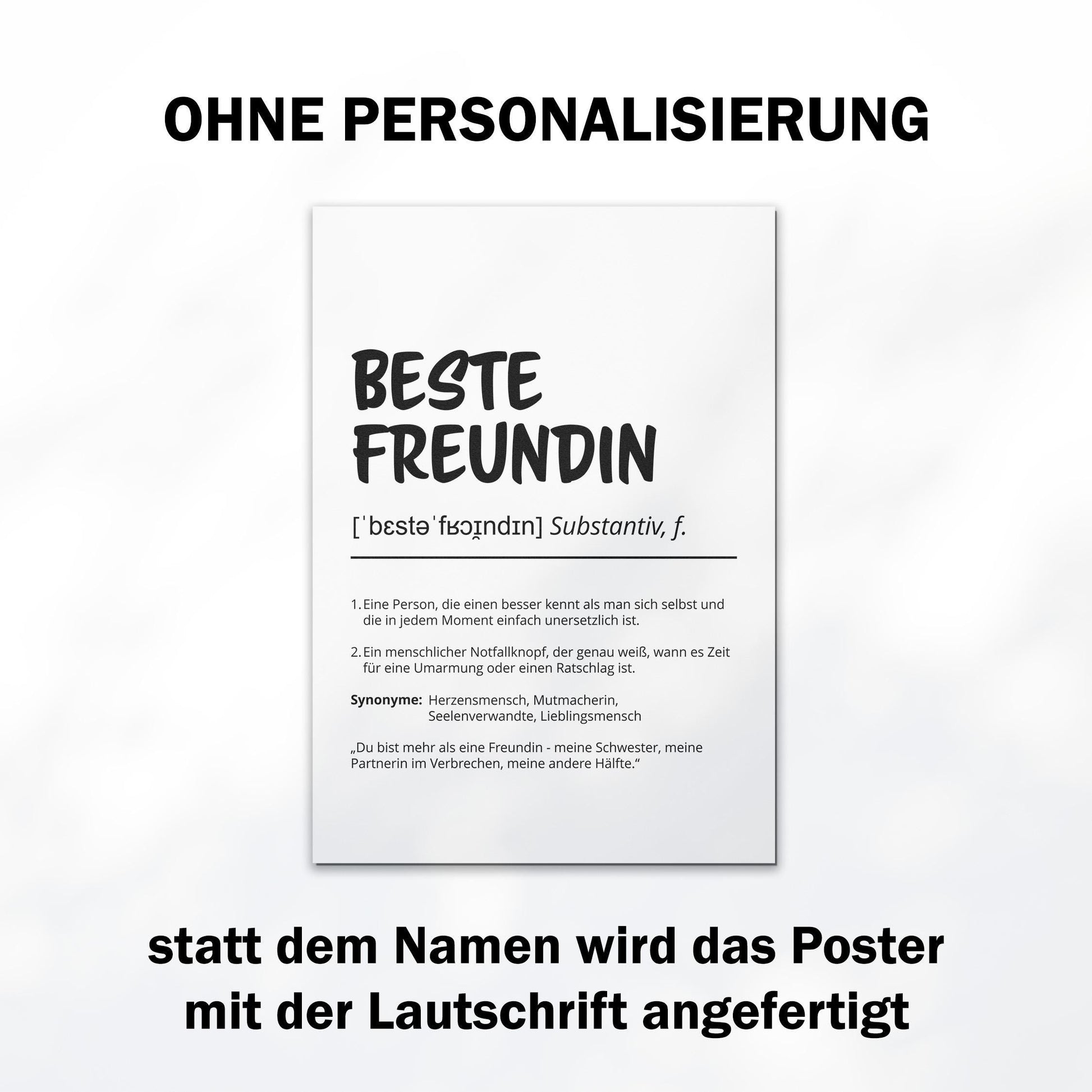 Beste Freundin Definition Poster personalisierbar mit Namen Poster Geschenk Freundin Einzug Geschenk Freundin personalisierbar ungerahmt