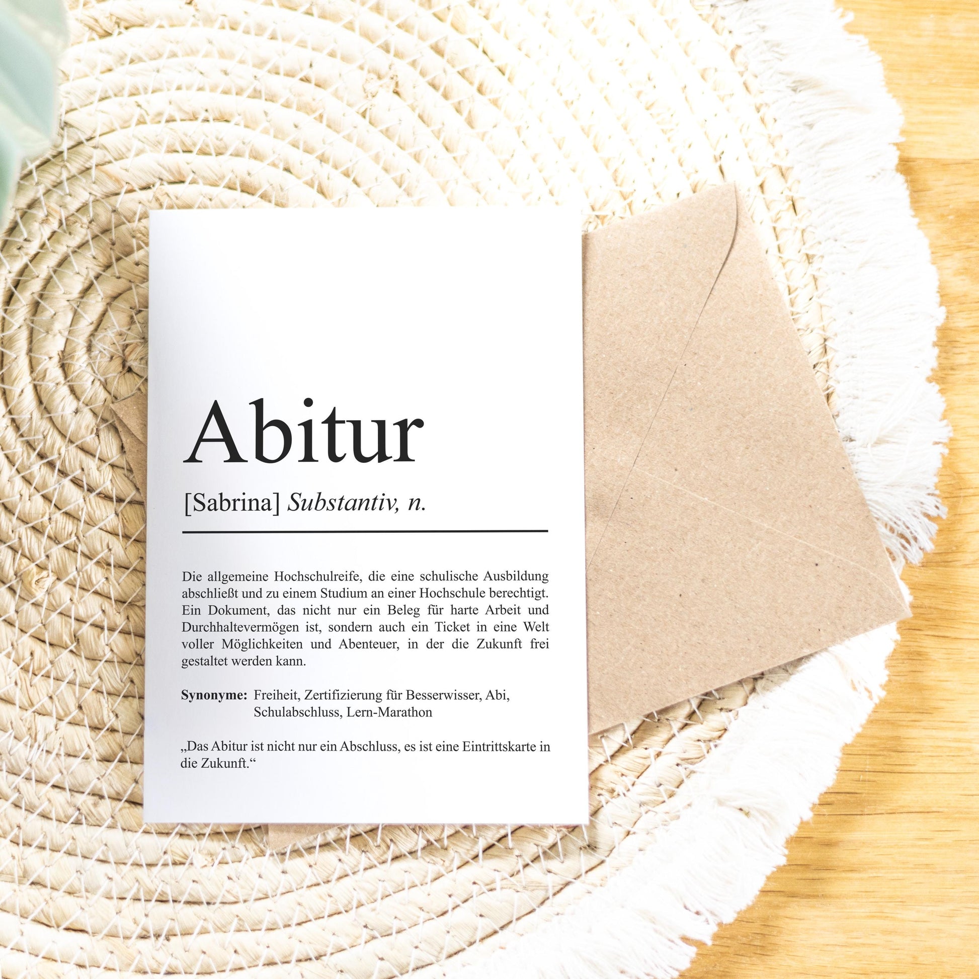 Abitur Definition Karte personalisierbar mit Namen Abschluss Karte Abitur Geschenk zum Abschluss Geschenk Abitur Postkarte Definition