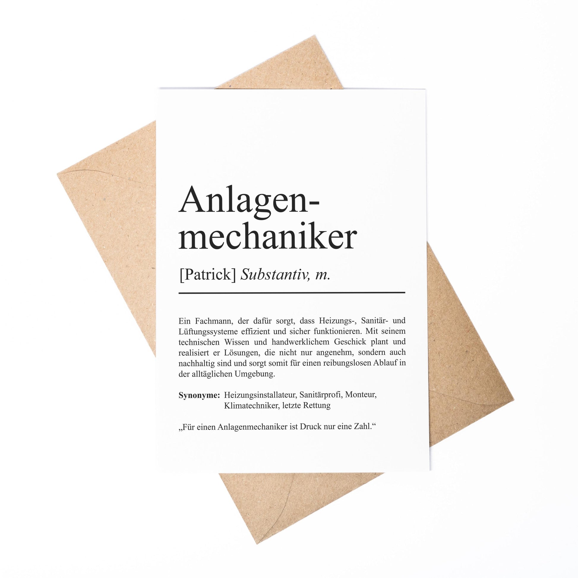 Anlagenmechaniker Definition Karte personalisierbar mit Namen Beruf Postkarte Mechaniker Geschenk Geburtstag Mechaniker Postkarte Definition