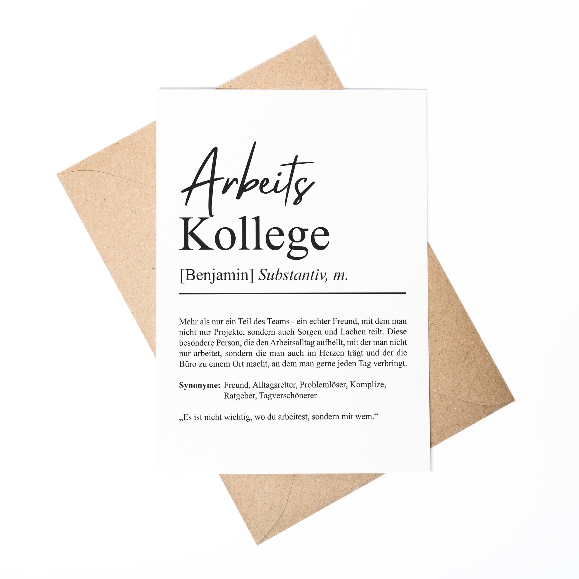 Arbeitskollege Definition Karte A6 personalisierbar mit Namen Beruf Postkarte Kollege Geschenk Geburtstag Kollege Klappkarte Definition