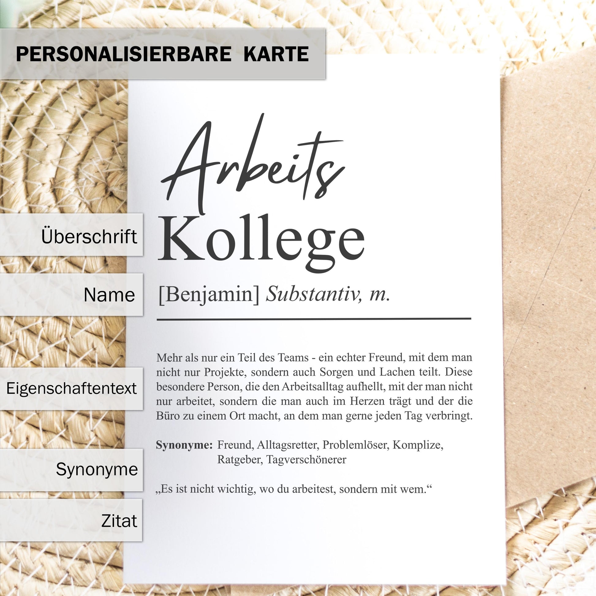 Arbeitskollege Definition Karte personalisierbar mit Namen Beruf Postkarte Kollege Geschenk Geburtstag Kollege Postkarte Definition