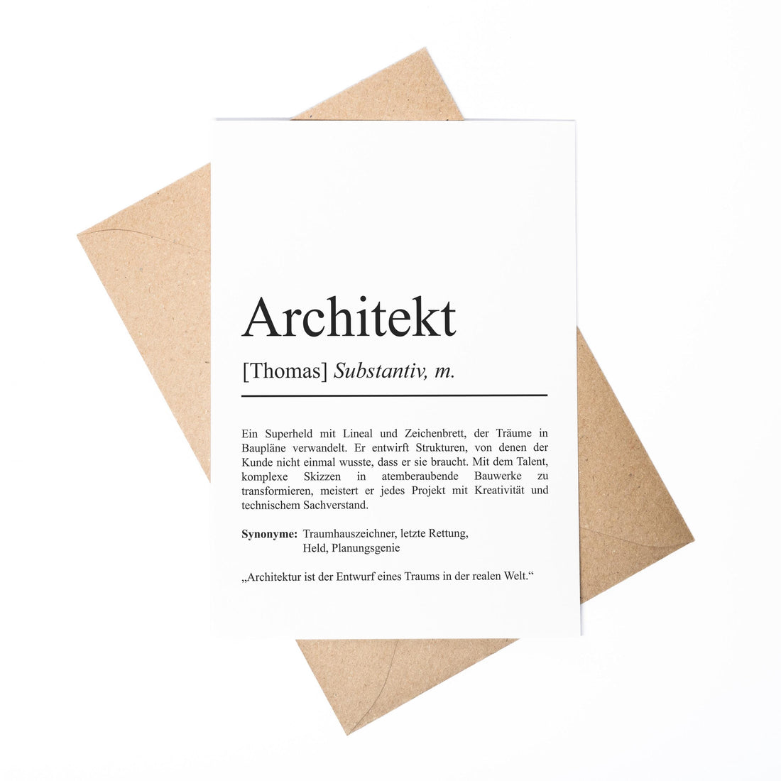 Architekt Definition Karte A6 personalisierbar mit Namen Beruf Postkarte Architekt Geschenk Geburtstag Architekt Klappkarte Definition