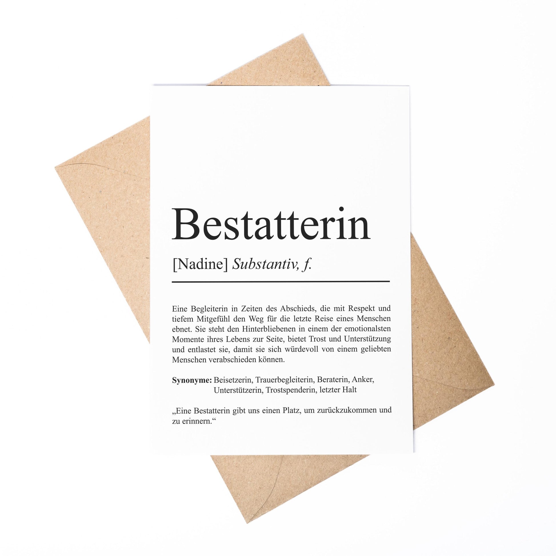 Bestatterin Definition Karte personalisierbar mit Namen Beruf Postkarte Bestatterin Geschenk Geburtstag Bestatterin Postkarte Definition