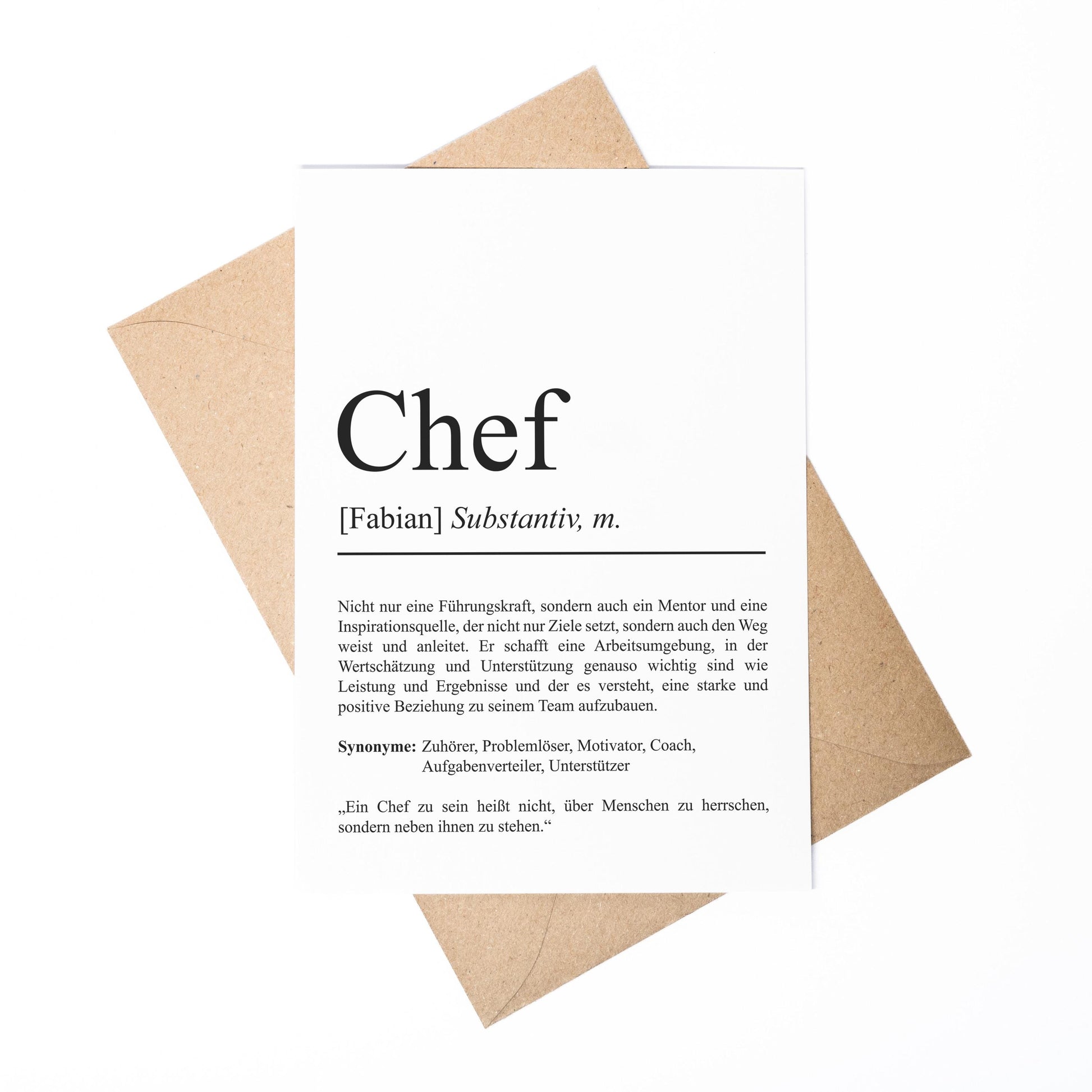 Chef Definition Karte A6 personalisierbar mit Namen Beruf Grußkarte Chef Geschenk Geburtstag Chef Klappkarte Definition